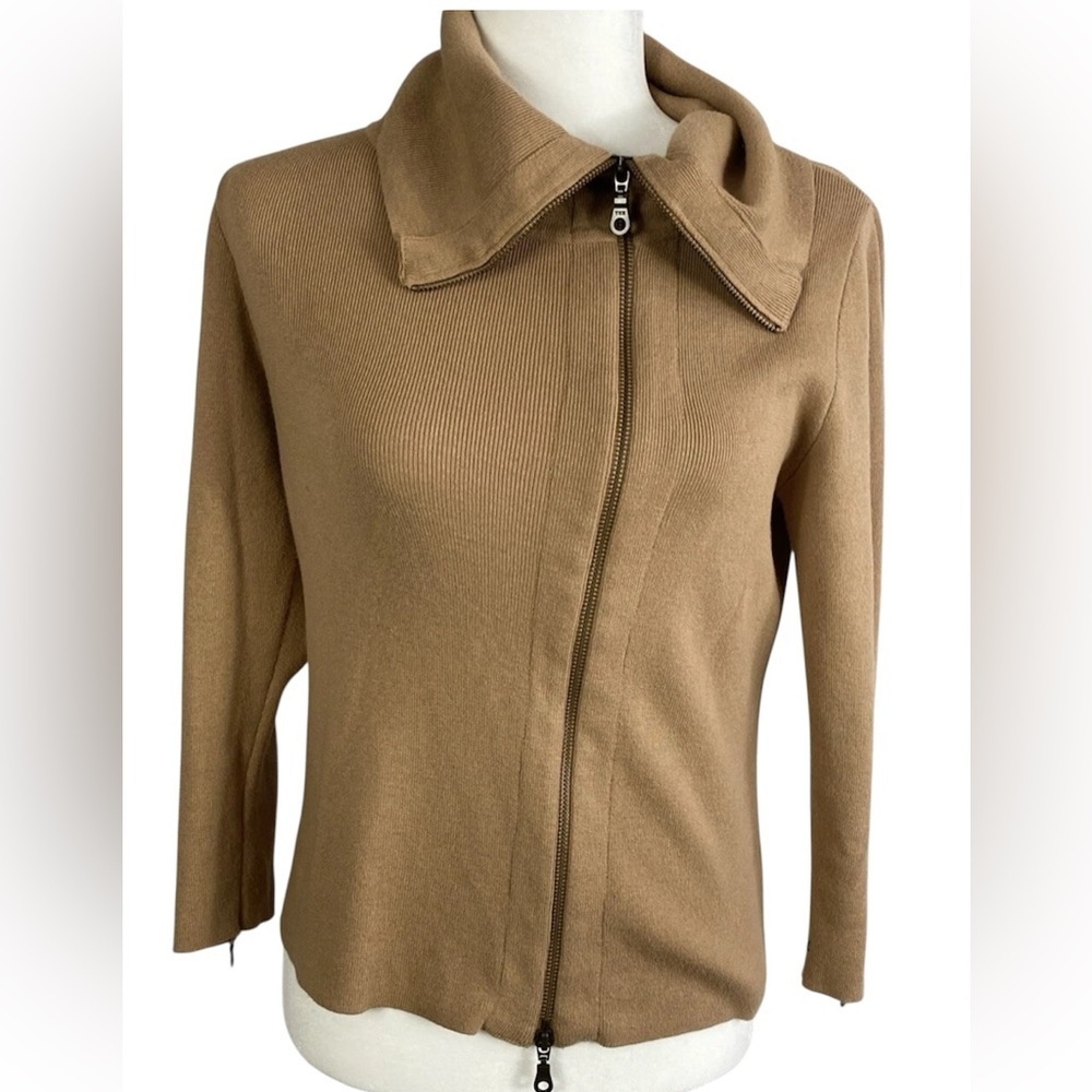 CAbi Brown Turtleneck Sweater with Fitted Silhouette lightweight